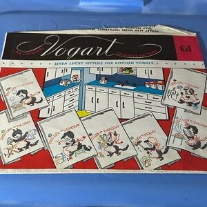 Vintage Vogart Transfer Patterns. Seven Lucky Kittens For Kitchen Towels